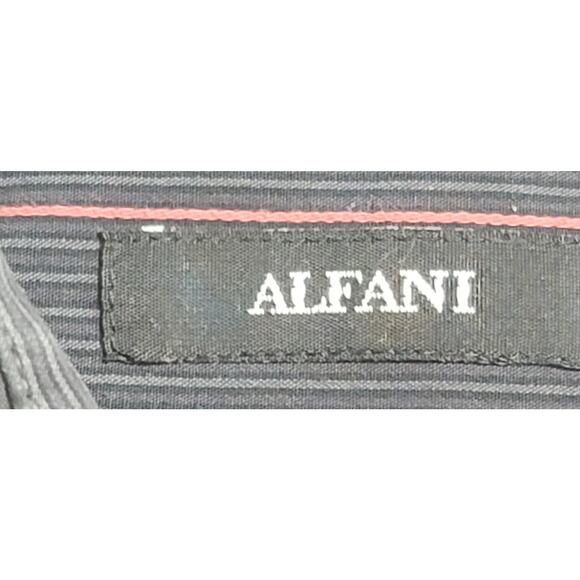 Alfani Black Red Stripe Pointed Collar Button Up Men's Shirt Medium Lightweight - Picture 3 of 7